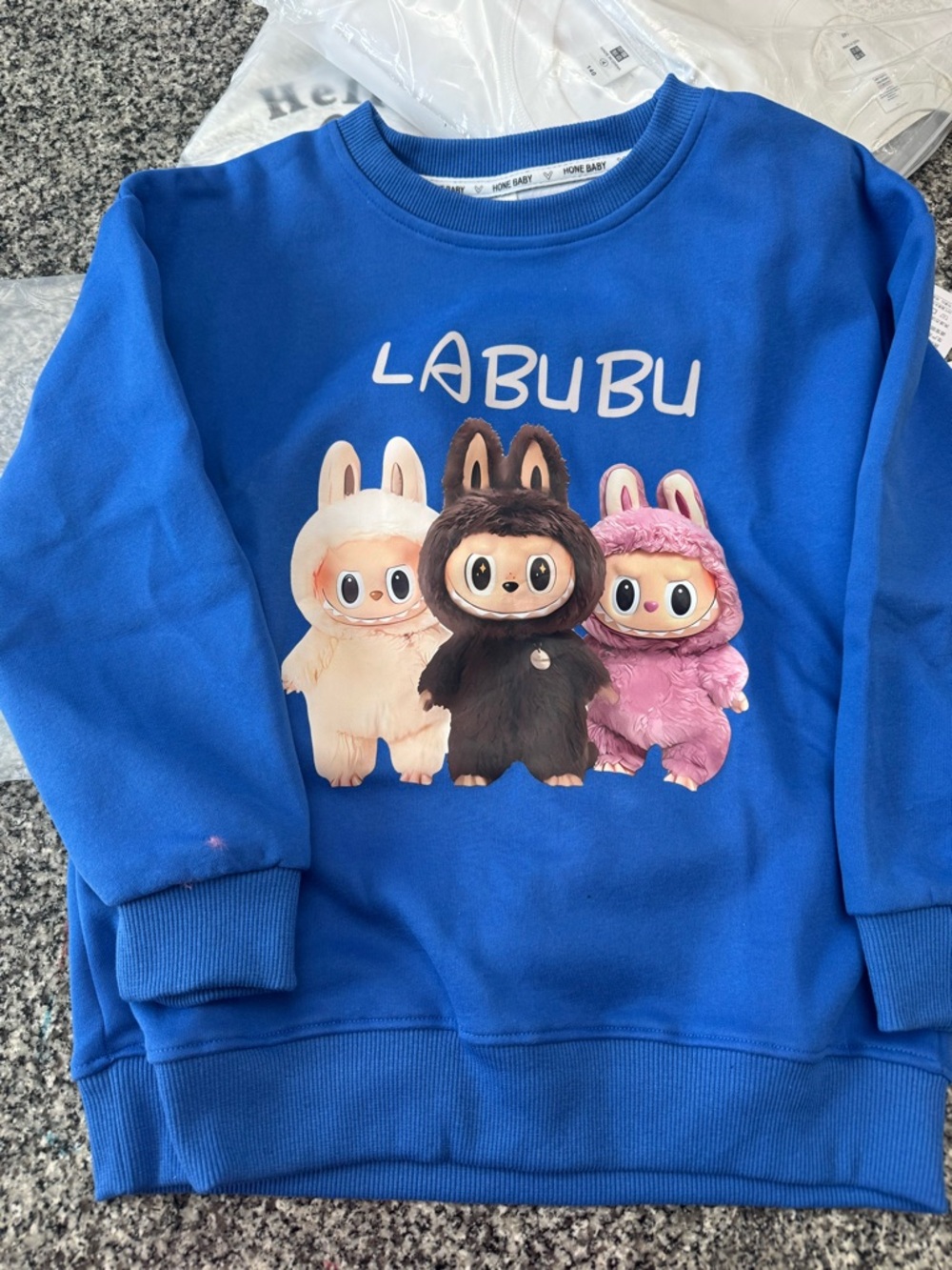 Kids Blue Cartoon Crewneck Sweatshirt